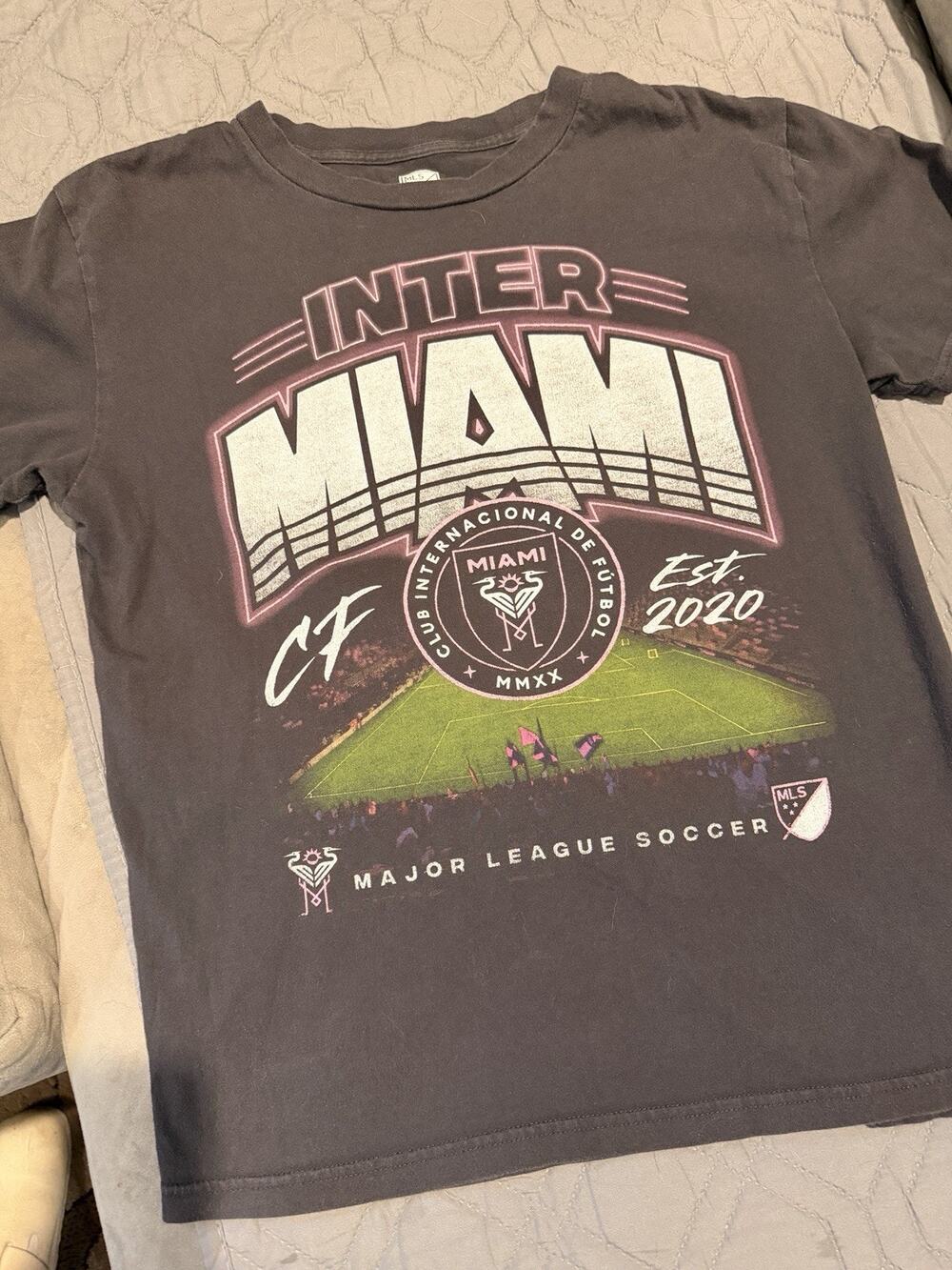 Inter Miami CF MLS Soccer Graphic T-Shirt Black XS Est 2020 Stadium Print